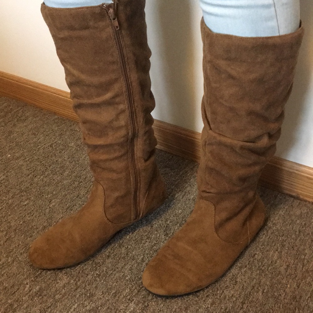 Brown knee high boots